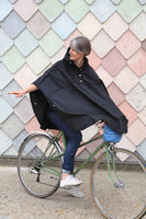 rain cycling cape poncho waterproof bike london urban oilcloth wax waxed cotton reflective be seen cycling lights rainproof oilcloth