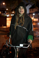 rain cycling cape poncho waterproof bike london urban oilcloth wax waxed cotton reflective be seen cycling lights 